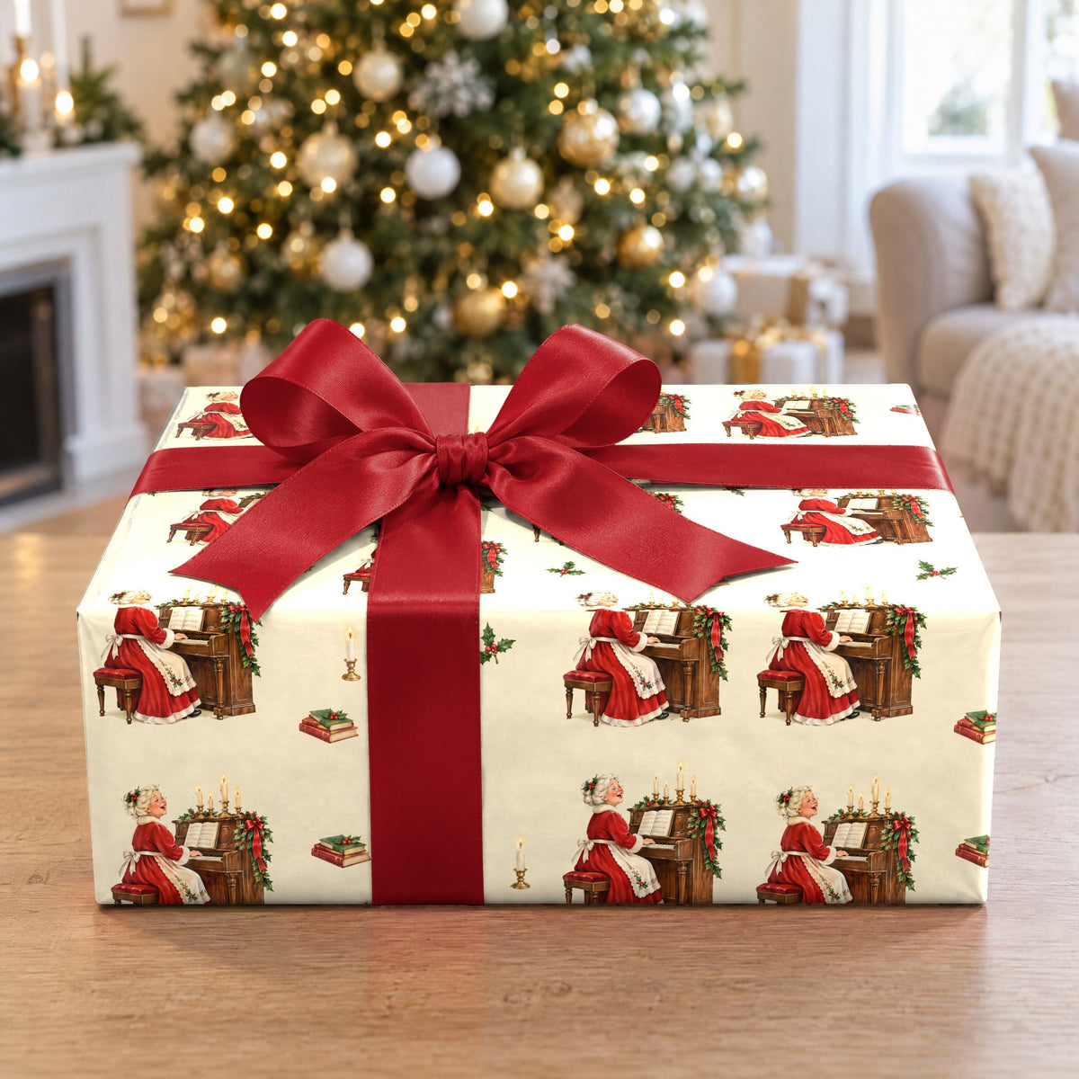 Mrs. Claus at the Piano Wrapping Paper