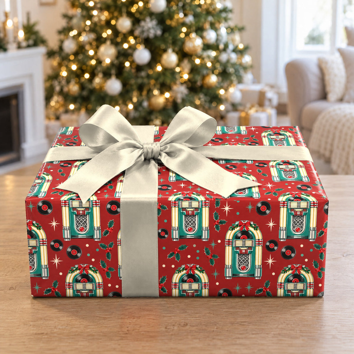 Holiday Jukebox Diner Wrapping Paper