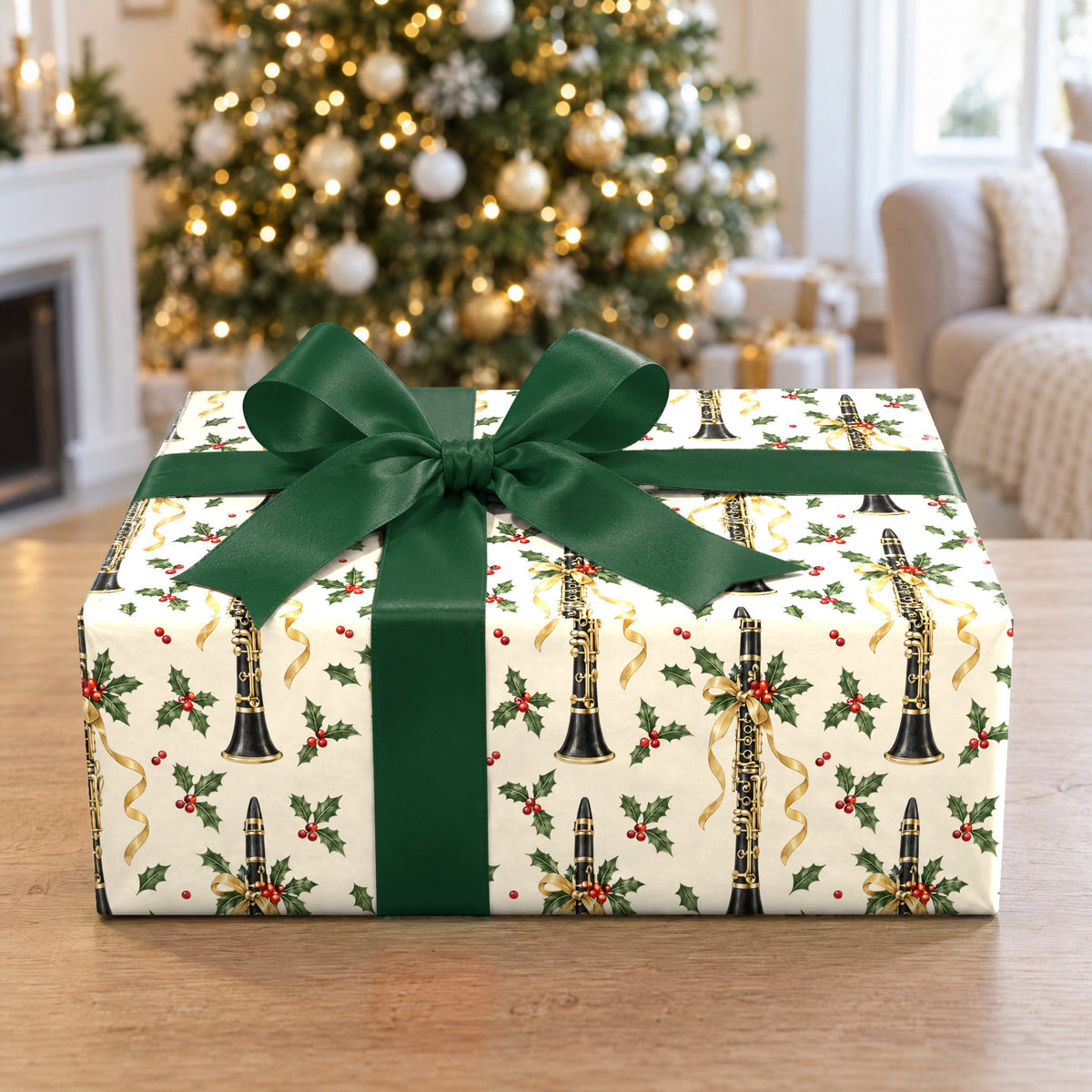 Clarinet Carol Scatter Wrapping Paper
