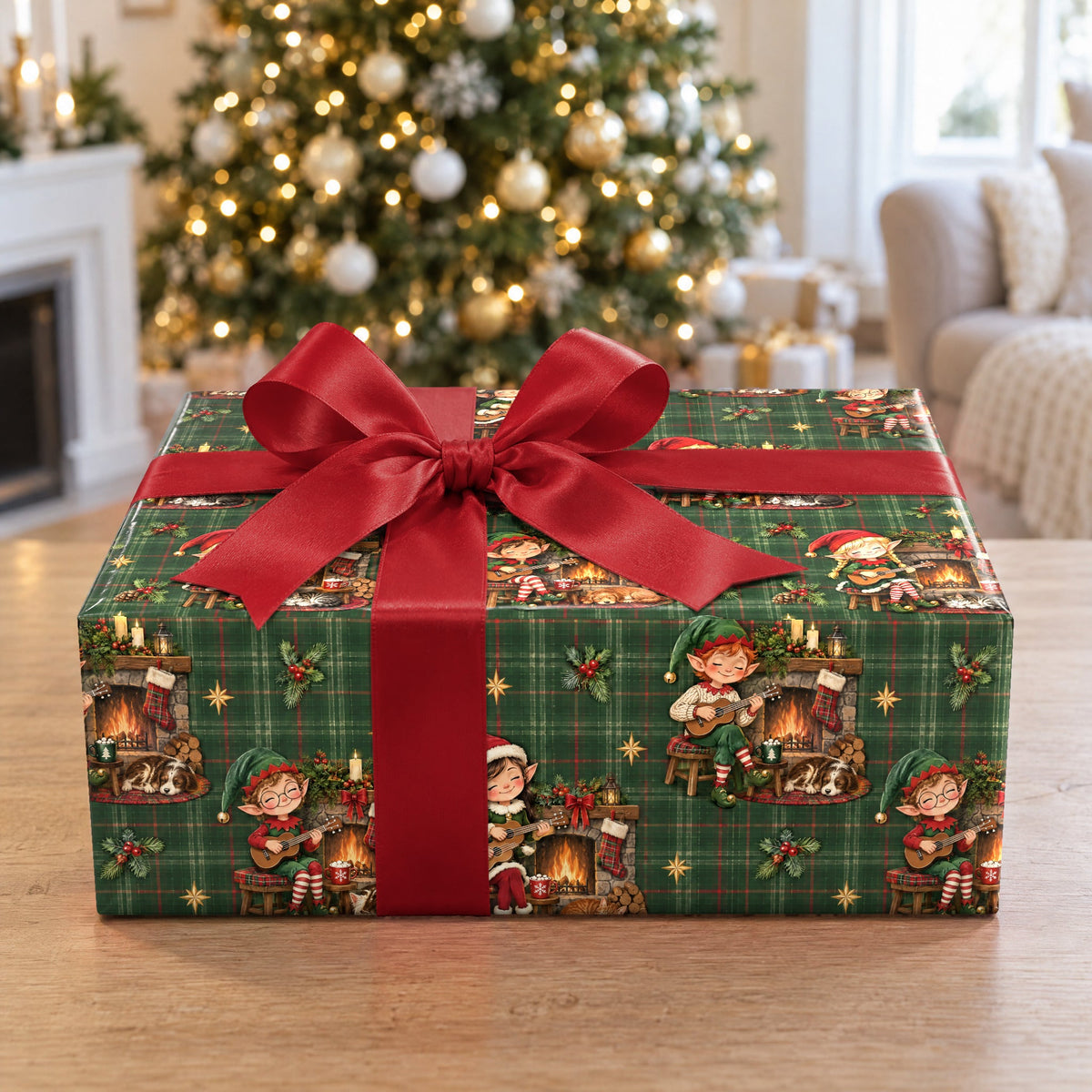 Elf Ukulele Cabin Wrapping Paper