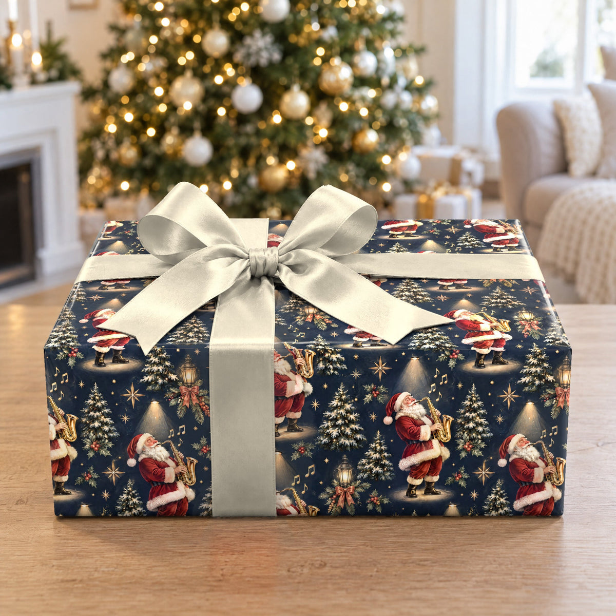 Jazz Santa Saxophone Wrapping Paper