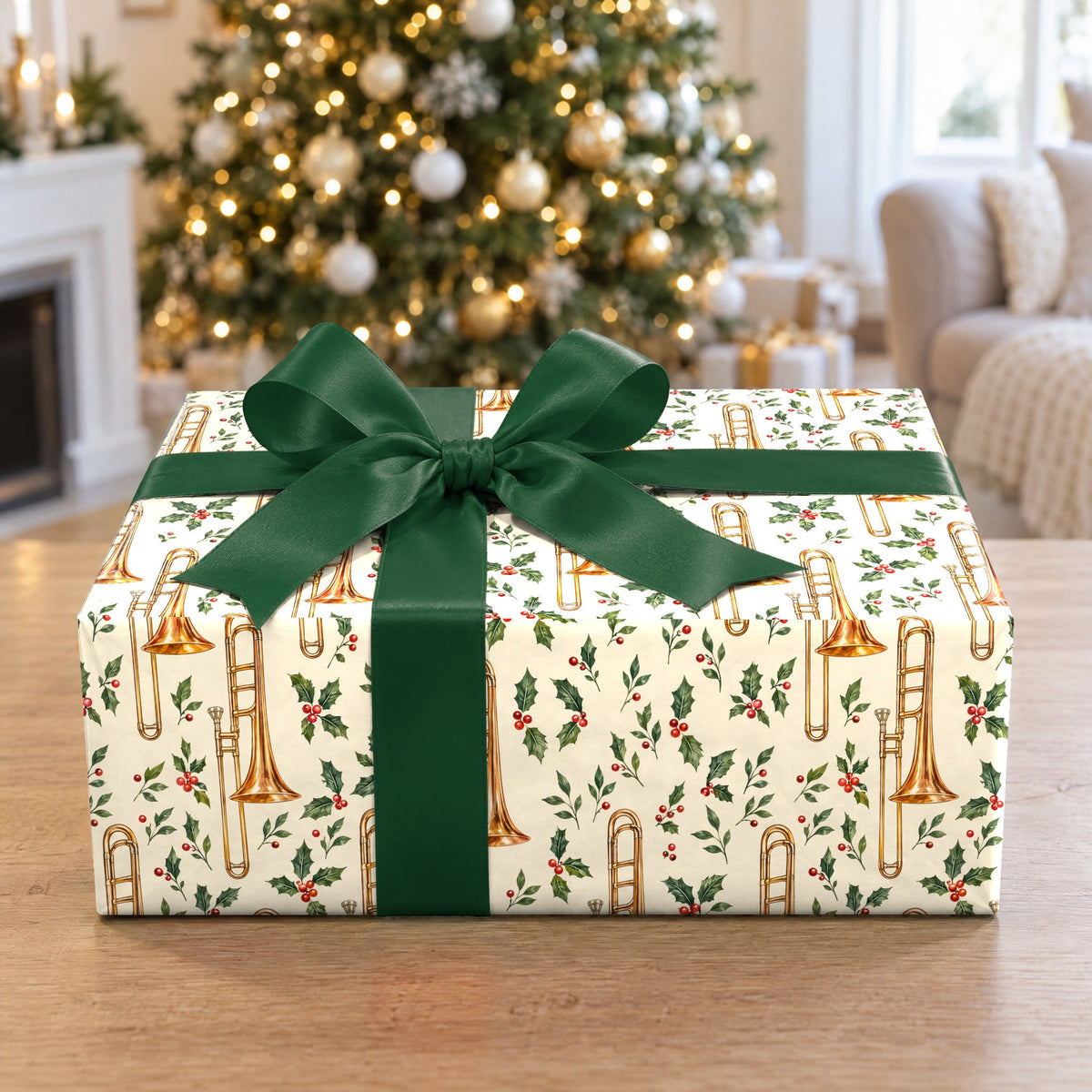 Copper Trombone Shine Wrapping Paper