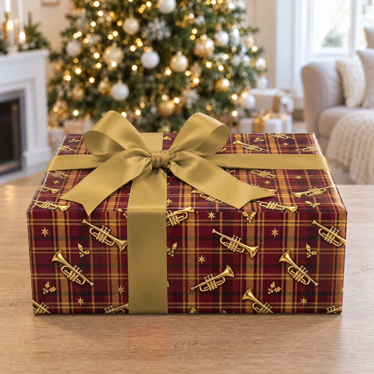 Tartan Trumpet Parade Wrapping Paper