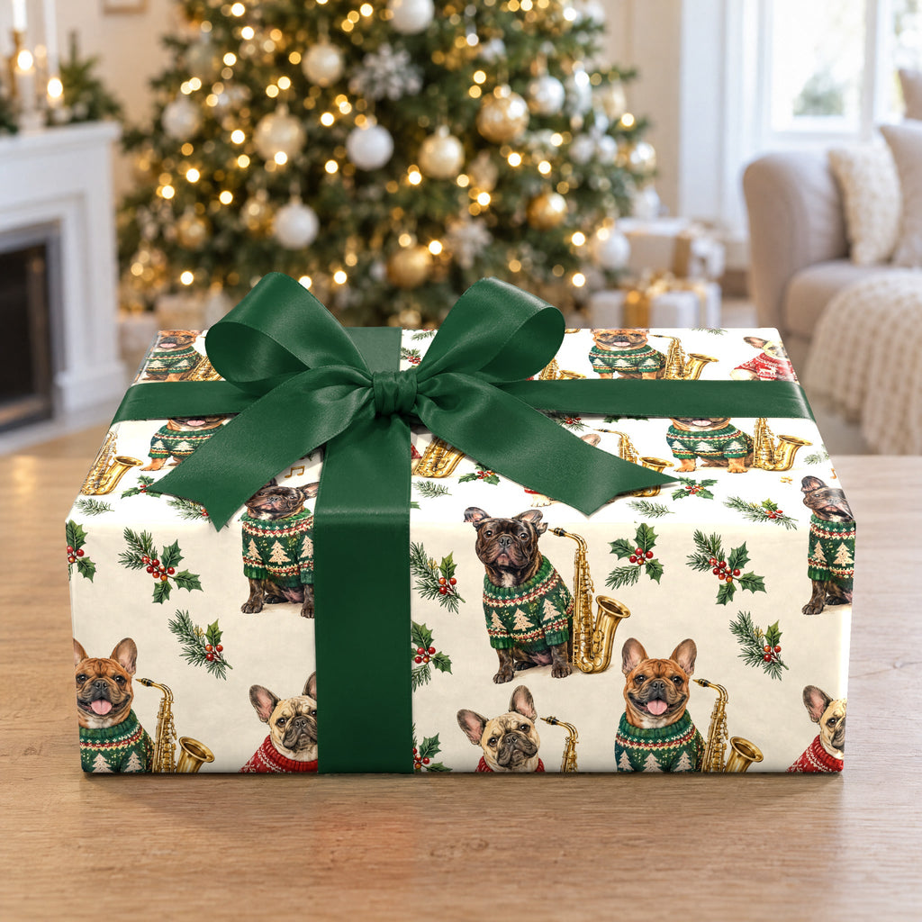 French Bulldog Jazz Christmas Wrapping Paper