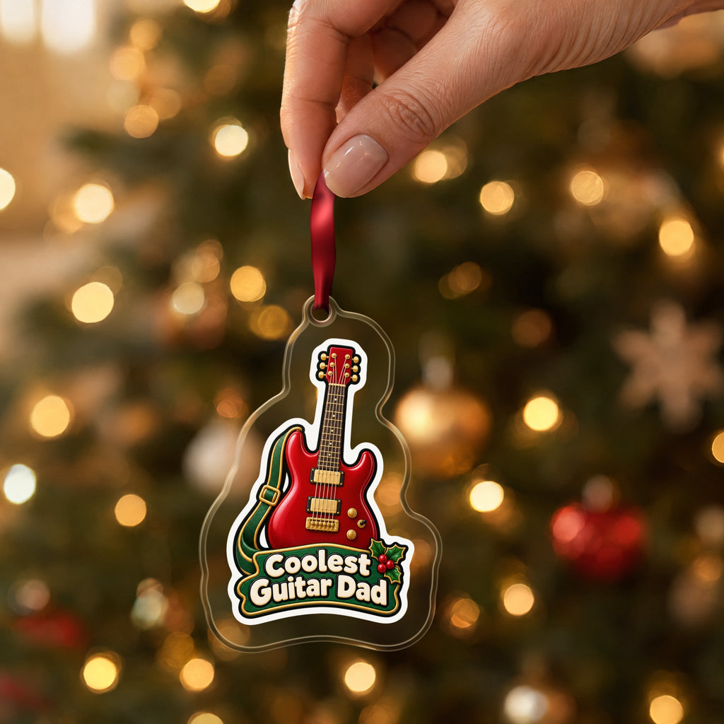 Coolest Guitar Dad Christmas Ornament