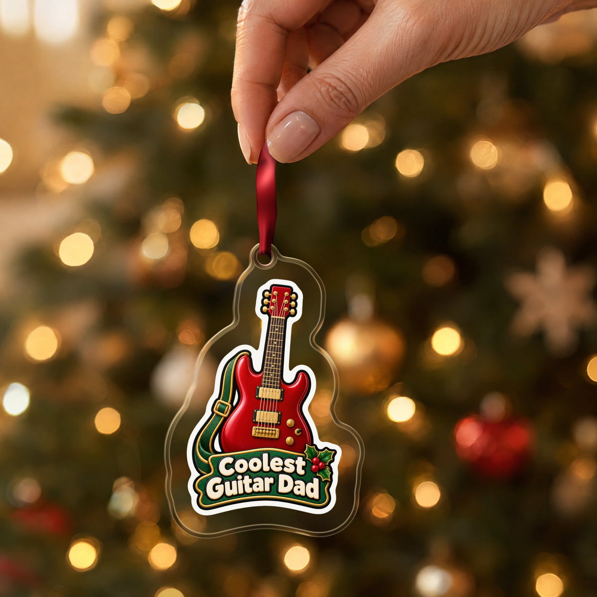 Coolest Guitar Dad Christmas Ornament