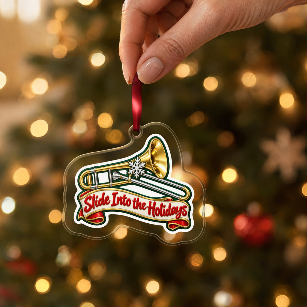 Slide Into the Holidays Trombone Christmas Ornament