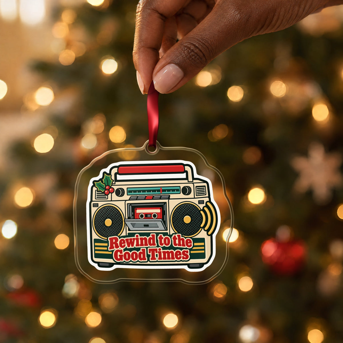 Rewind to the Good Times Boombox Christmas Ornament