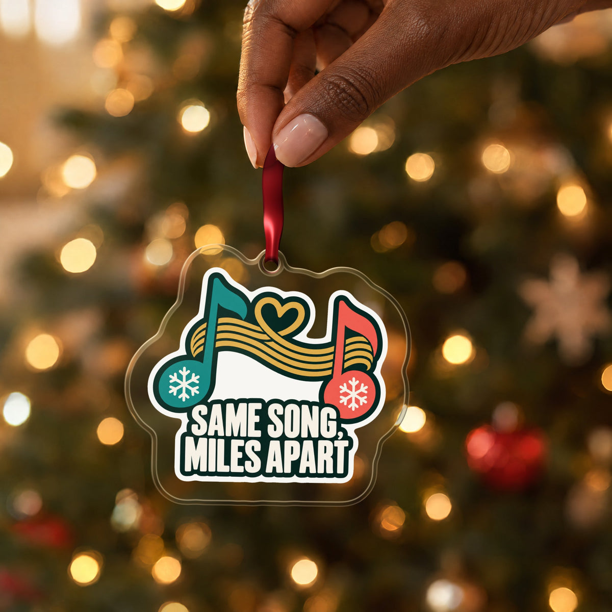 Same Song, Miles Apart Long Distance Christmas Ornament