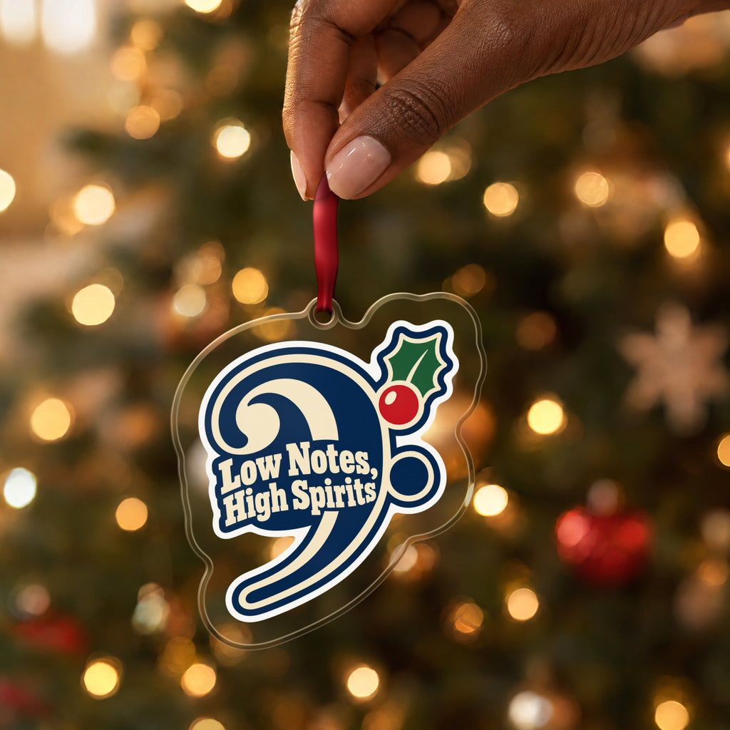 Low Notes, High Spirits Bass Clef Christmas Ornament
