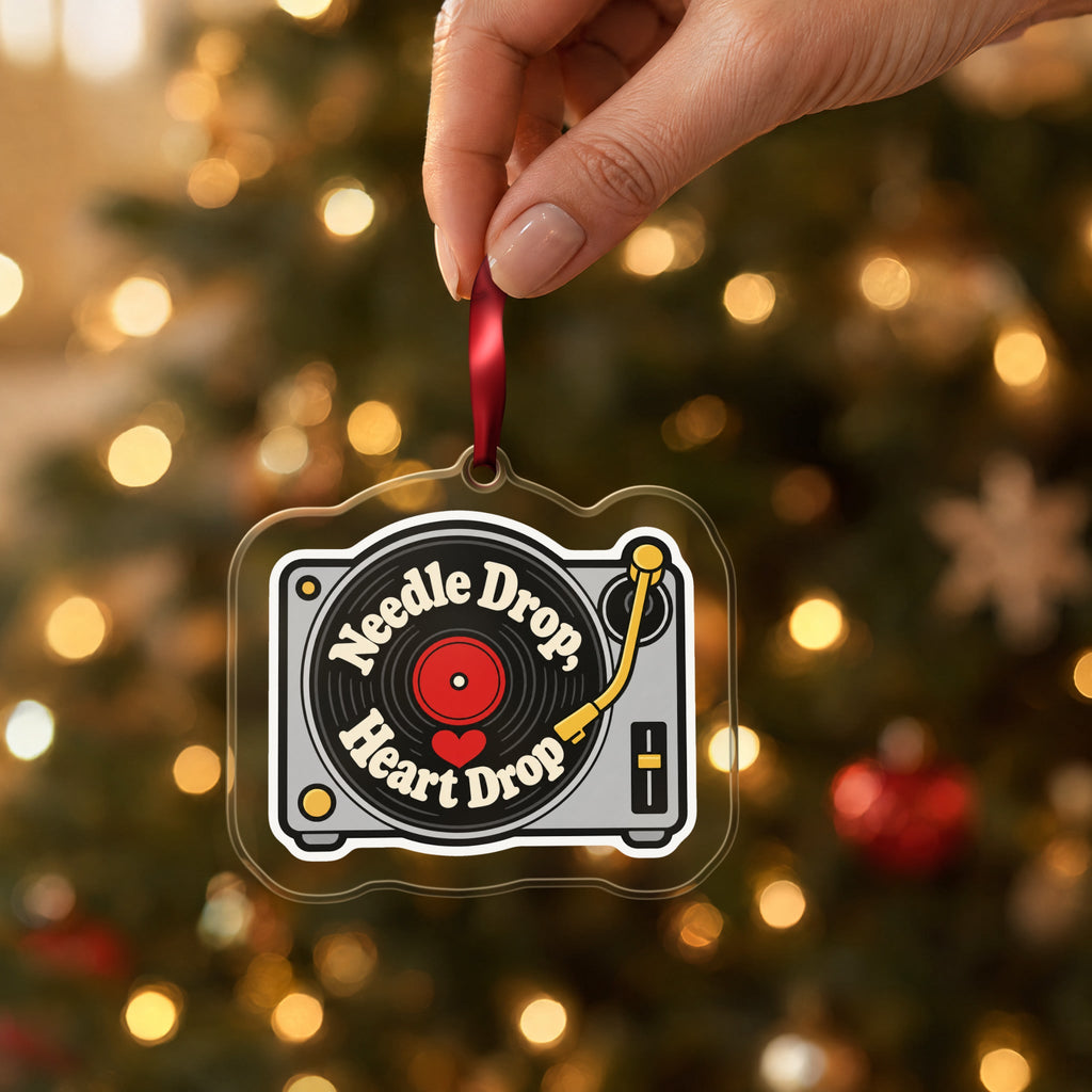 Needle Drop, Heart Drop Turntable Christmas Ornament