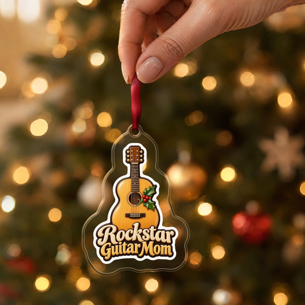 Rockstar Guitar Mom Christmas Ornament