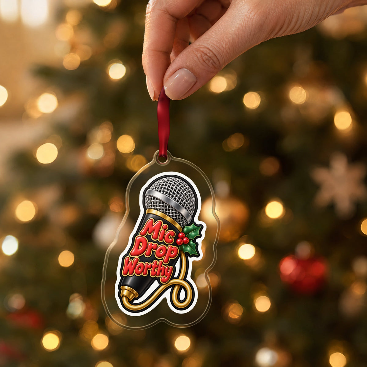 Mic Drop Worthy Microphone Christmas Ornament