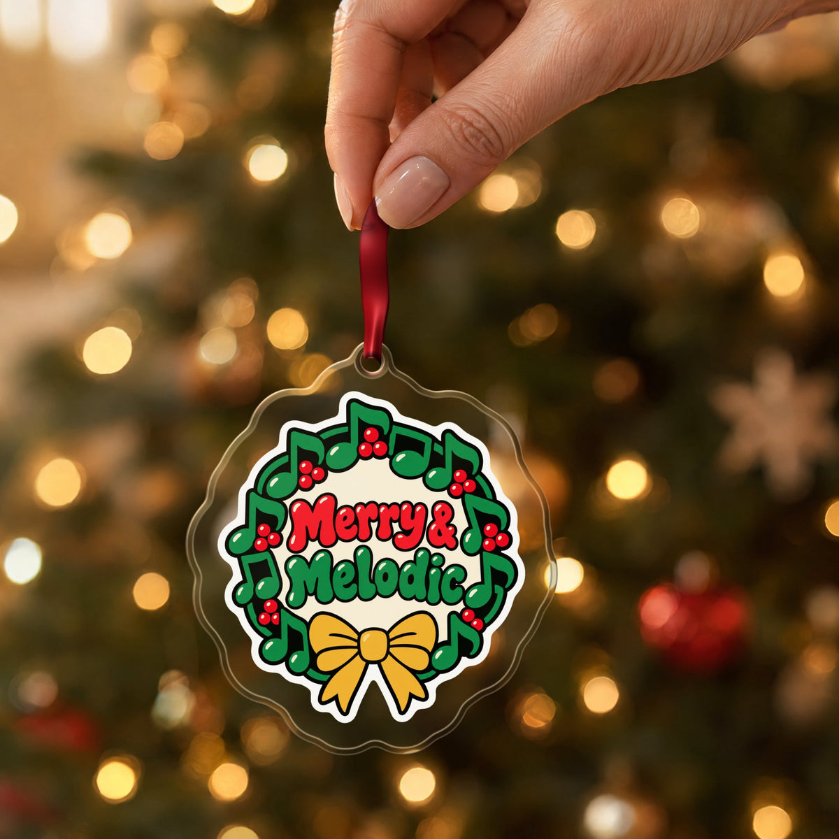 Merry & Melodic Music Note Wreath Christmas Ornament