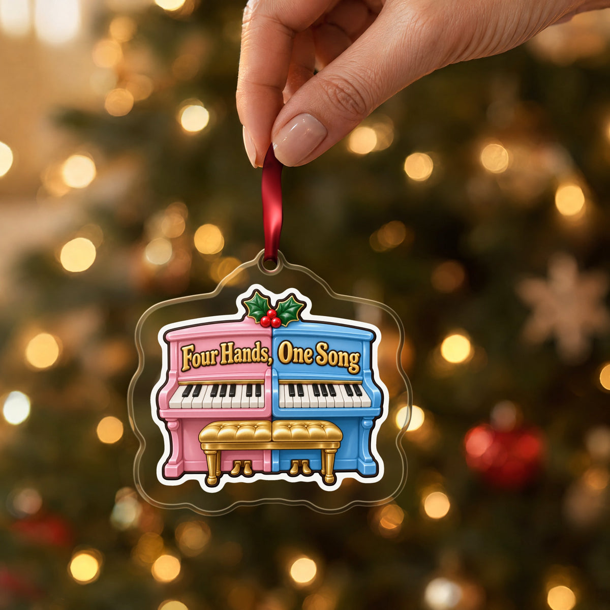 Four Hands, One Song Piano Duet Christmas Ornament