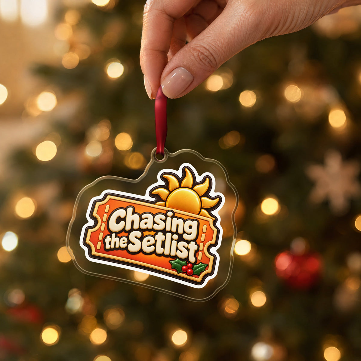 Chasing the Setlist Festival Ticket Christmas Ornament