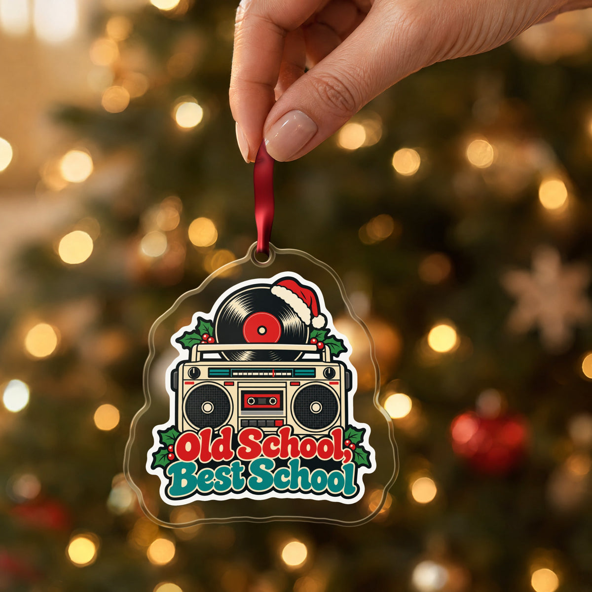 Old School, Best School Boombox Christmas Ornament