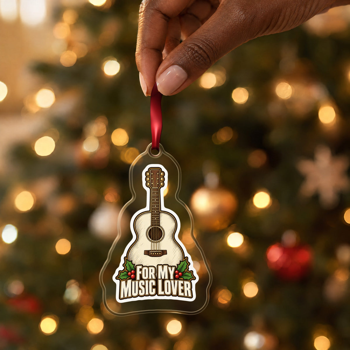 For My Music Lover Acoustic Guitar Christmas Ornament