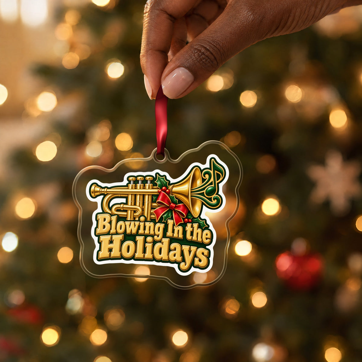 Blowing In the Holidays Trumpet Christmas Ornament