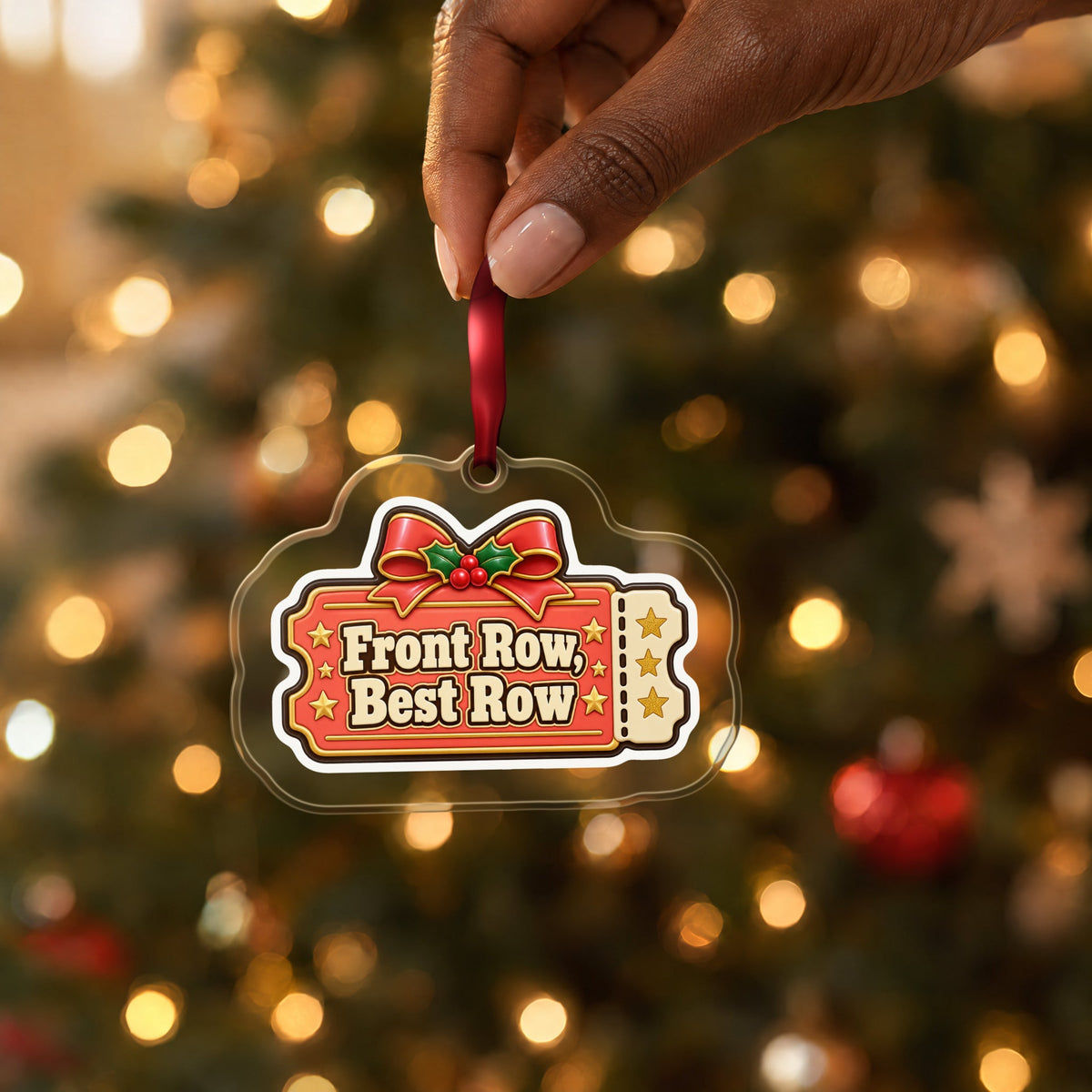 Front Row, Best Row Concert Ticket Christmas Ornament