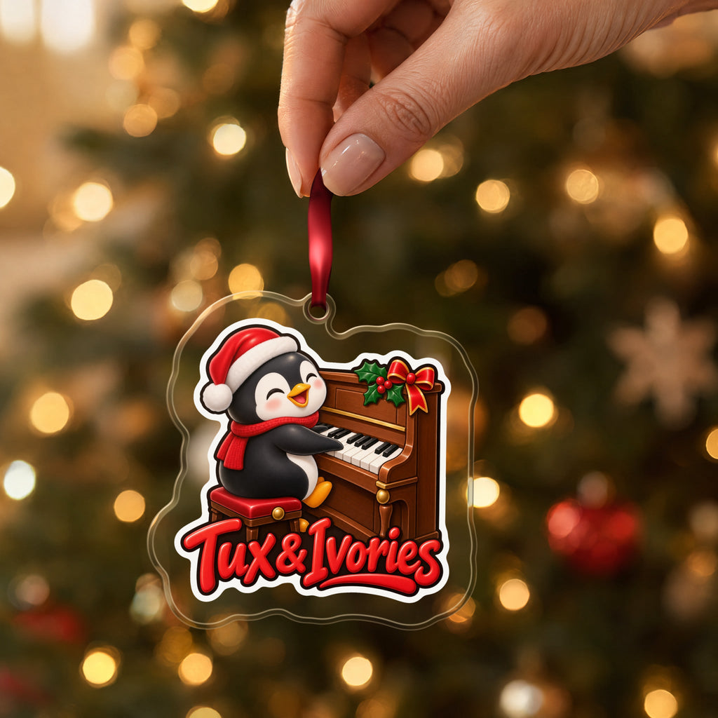 Tux & Ivories Penguin Piano Christmas Ornament