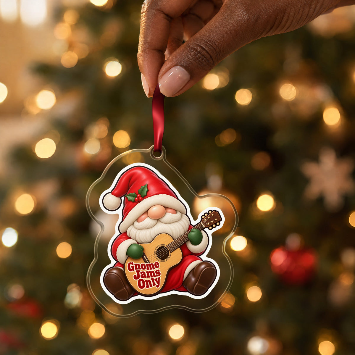 Gnome Jams Only Guitar Gnome Christmas Ornament