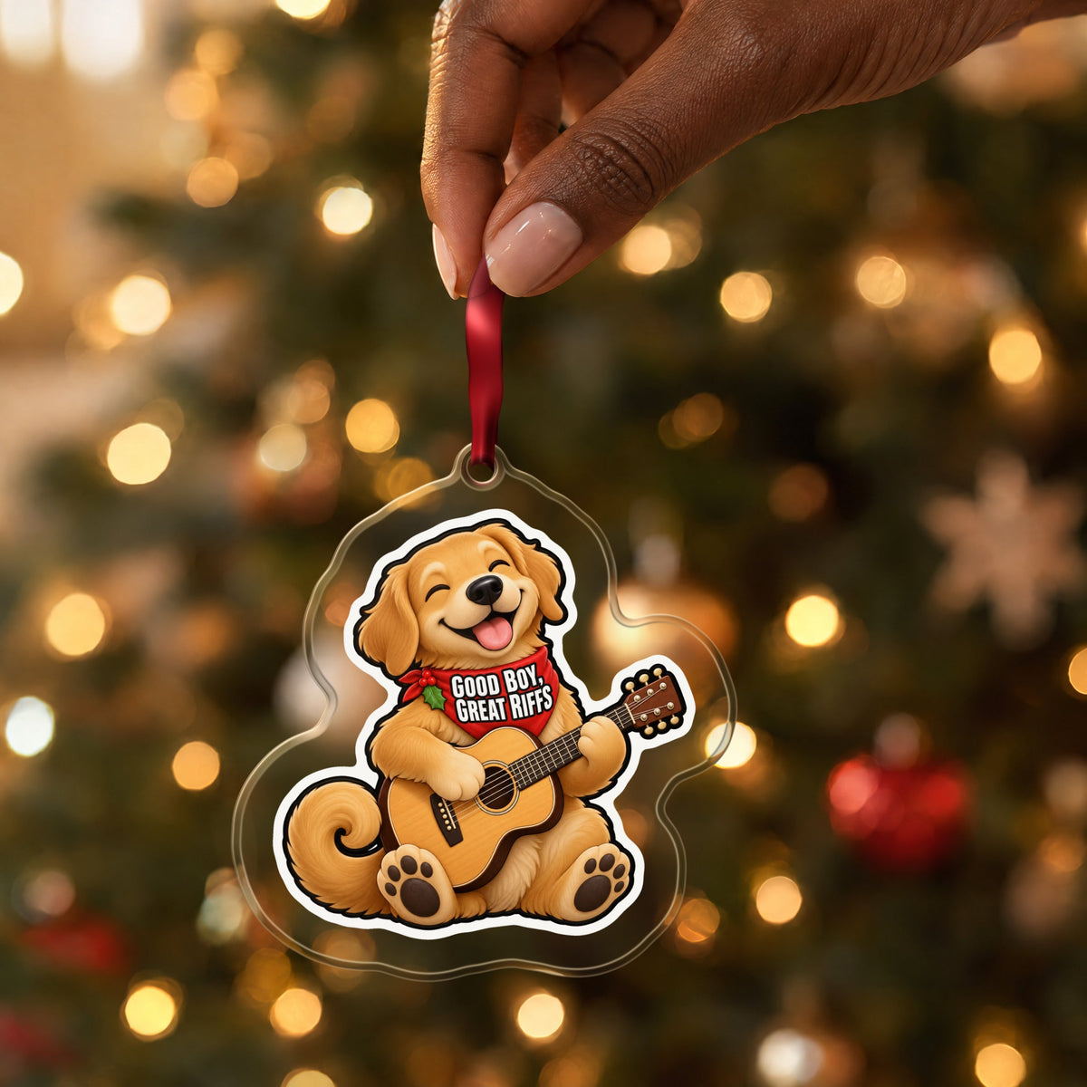 Good Boy, Great Riffs Dog Guitar Christmas Ornament