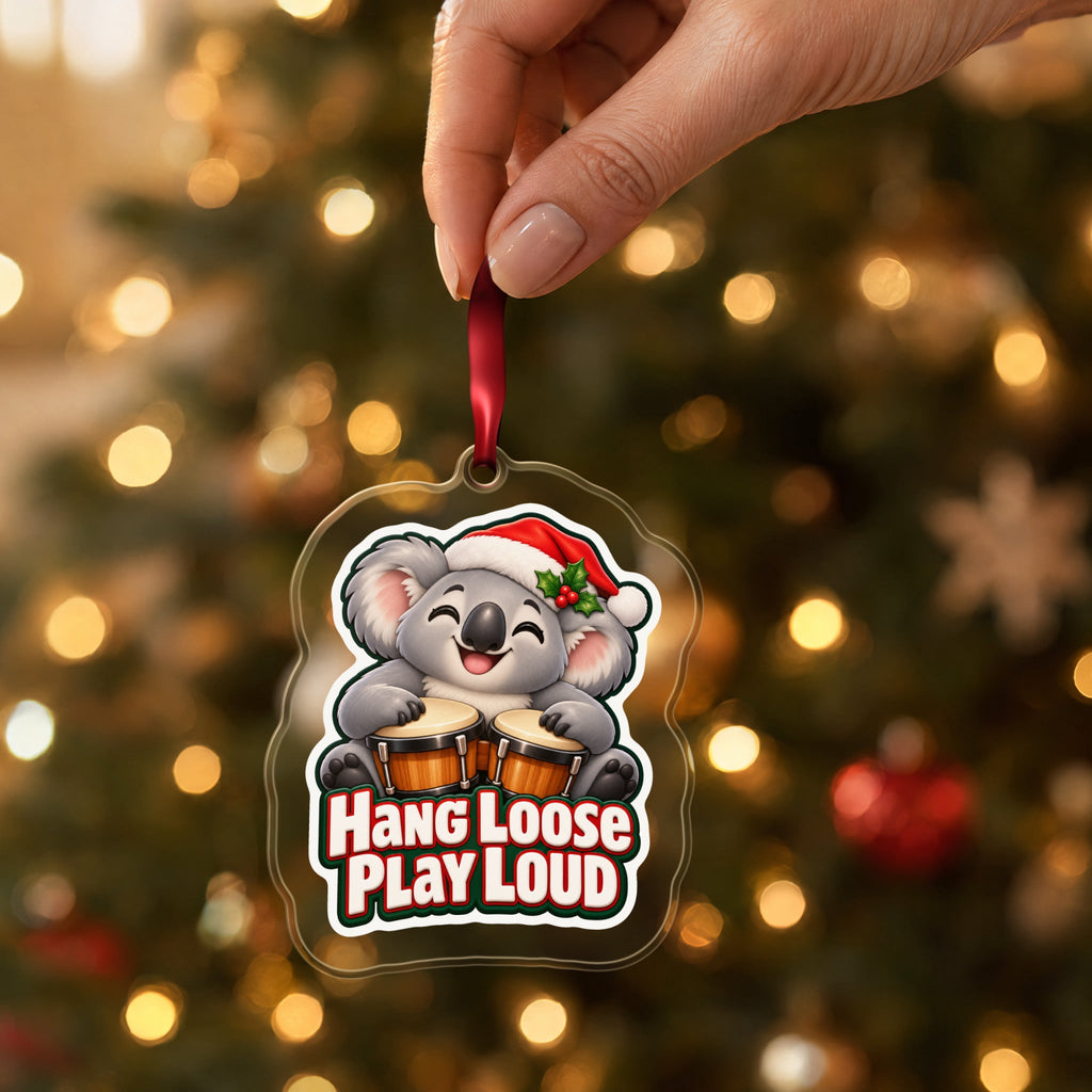 Hang Loose, Play Loud Koala Bongo Christmas Ornament