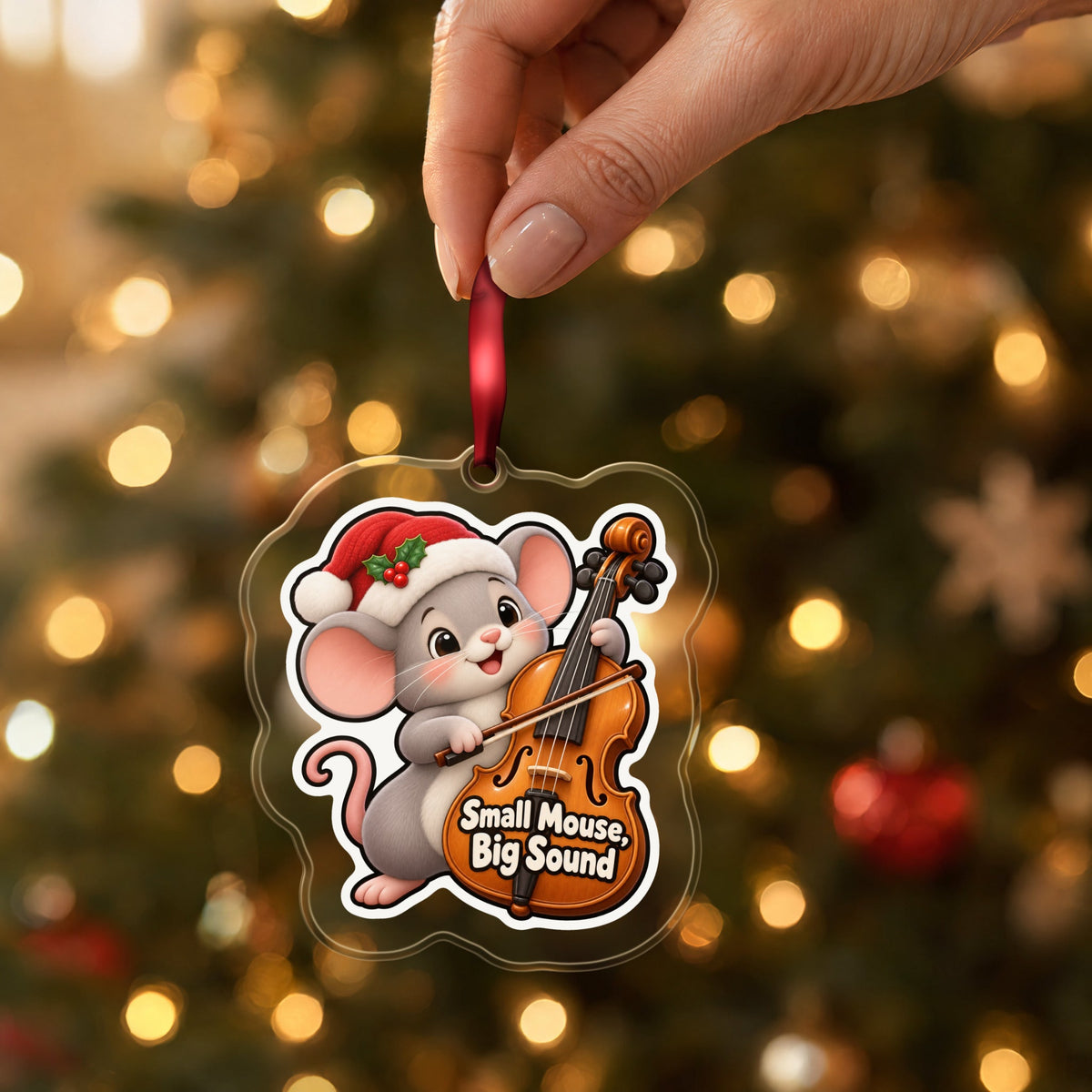 Small Mouse, Big Sound Cello Christmas Ornament