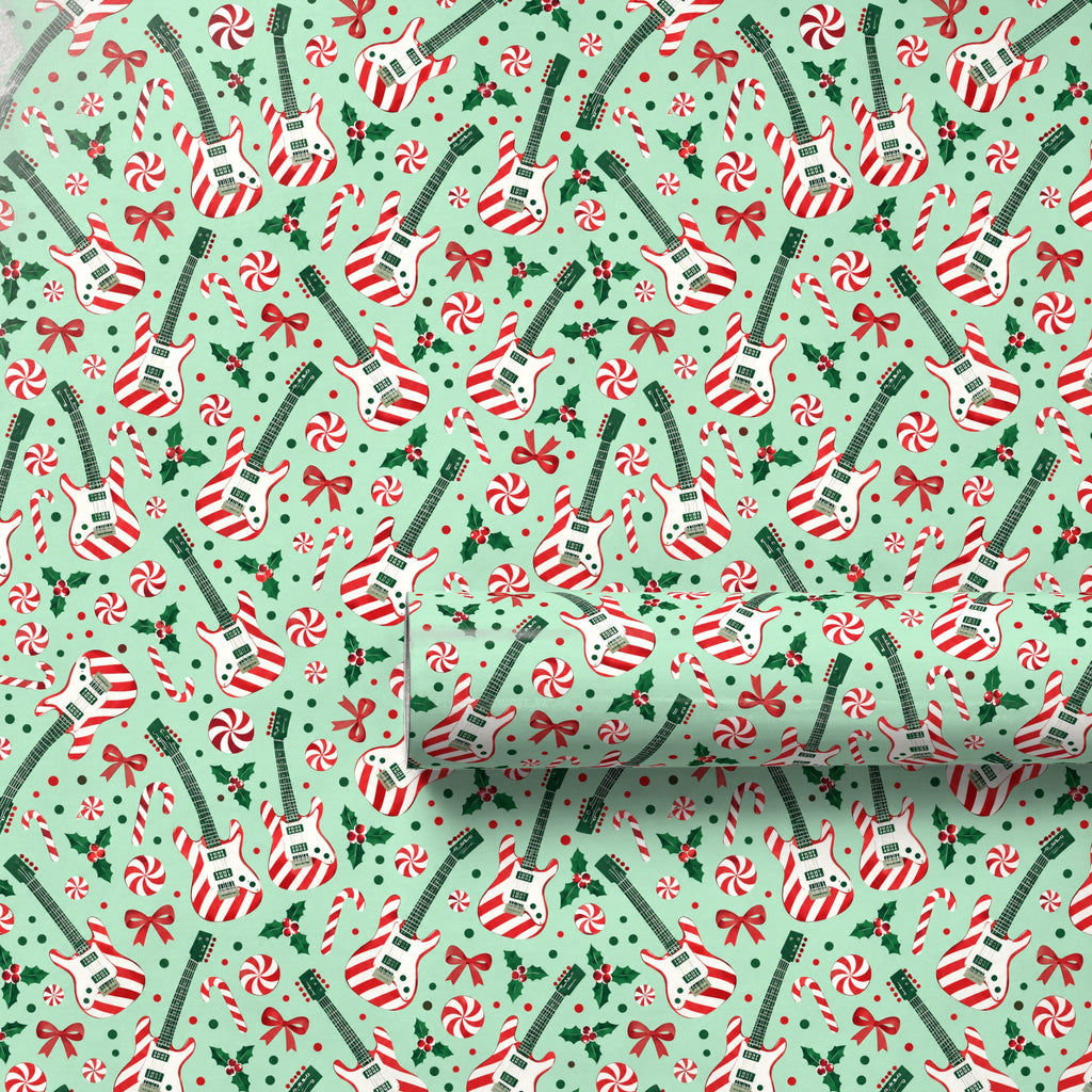 Candy Cane Guitars Wrapping Paper