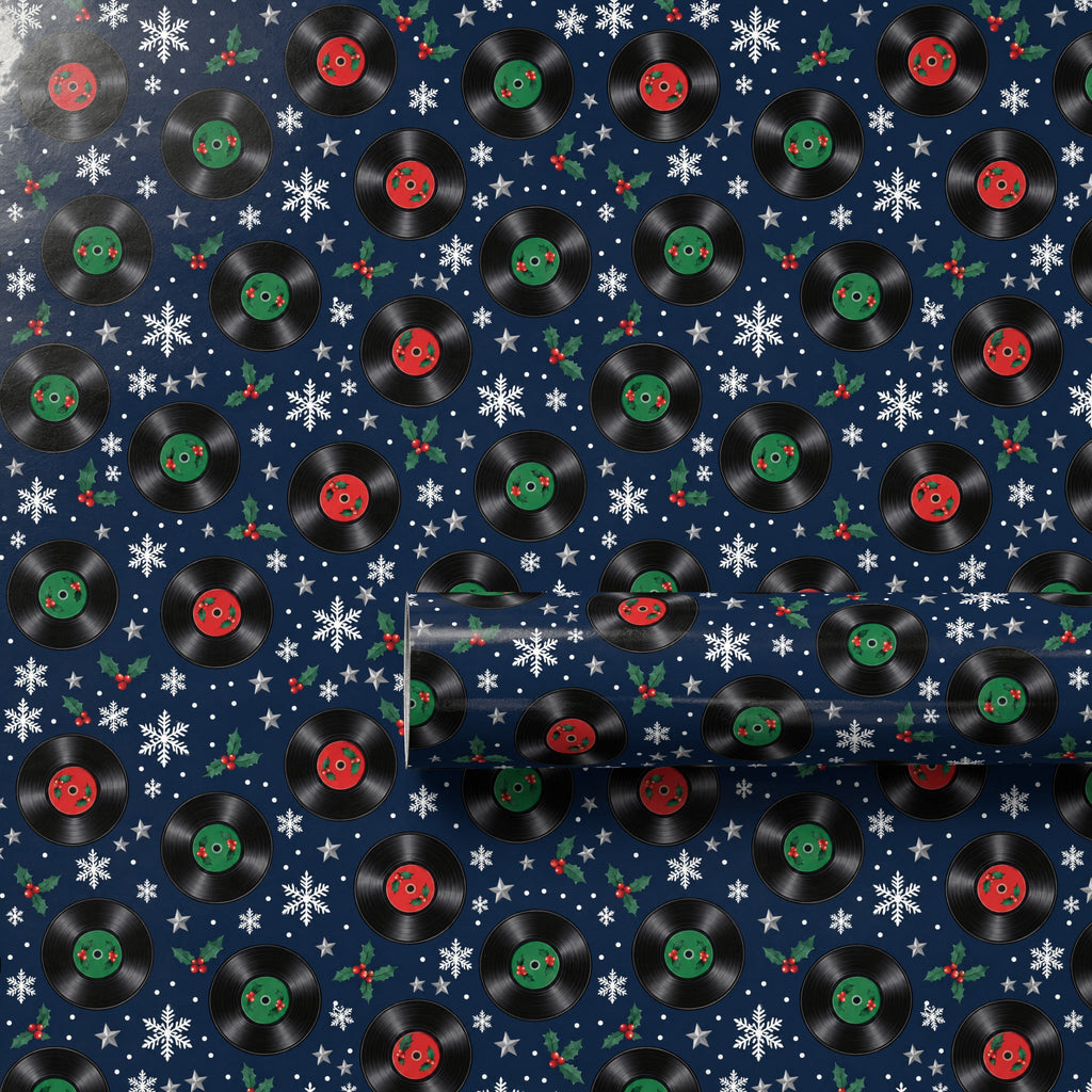 Vinyl Snowfall Christmas Wrapping Paper