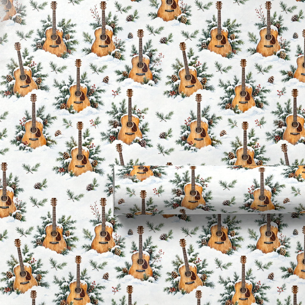 Acoustic Guitar Snowdrift Wrapping Paper
