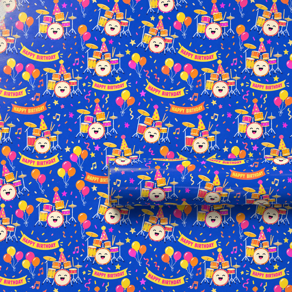 Birthday Drum Confetti Wrapping Paper