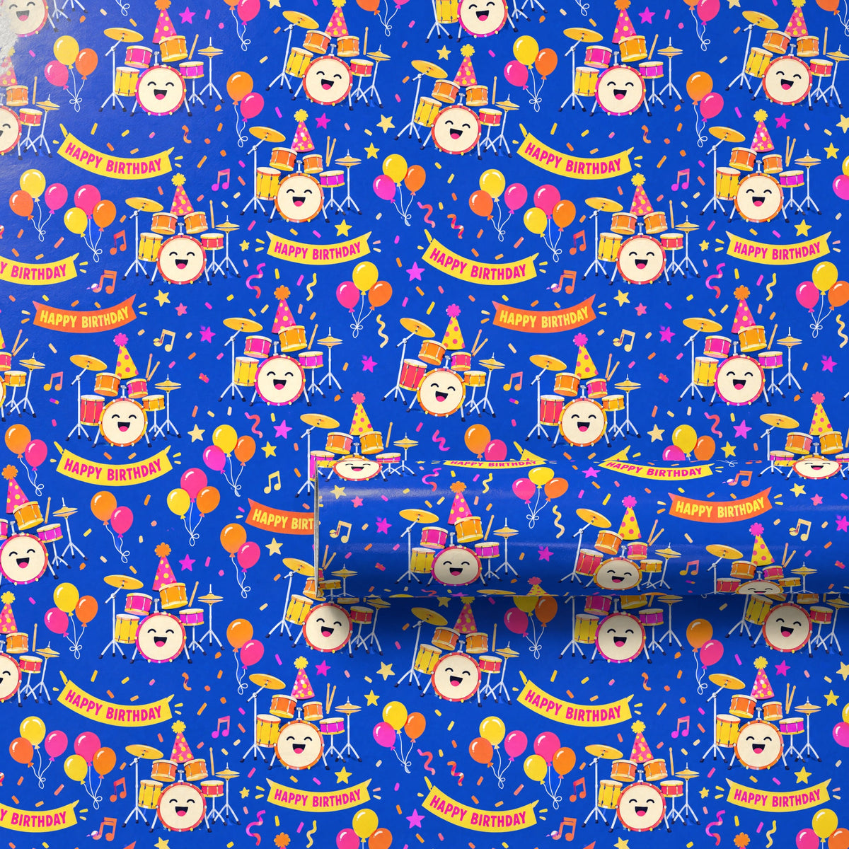 Birthday Drum Confetti Wrapping Paper