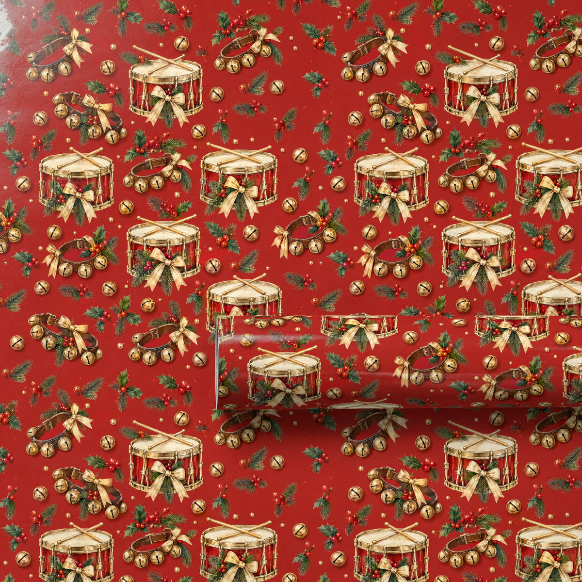 Snare and Sleigh Bells Wrapping Paper