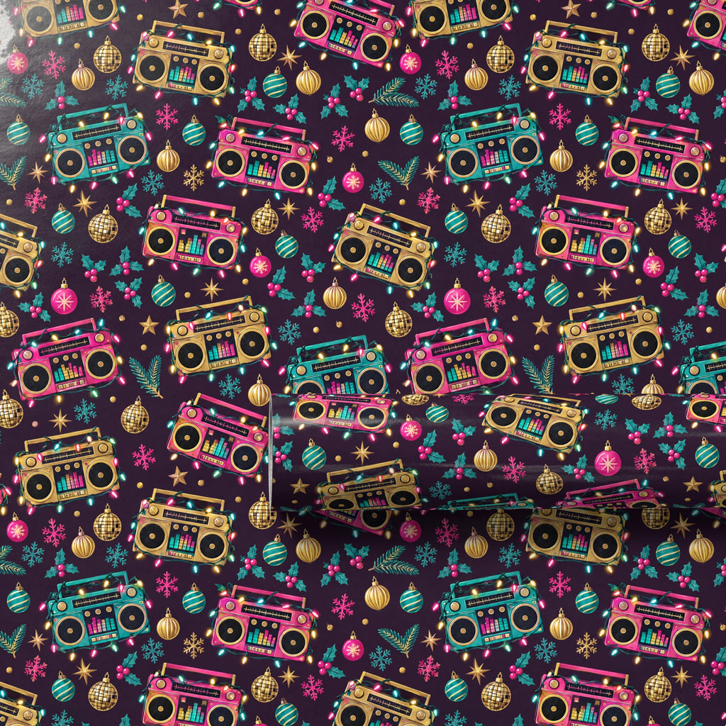 Holiday Boombox Glow Wrapping Paper