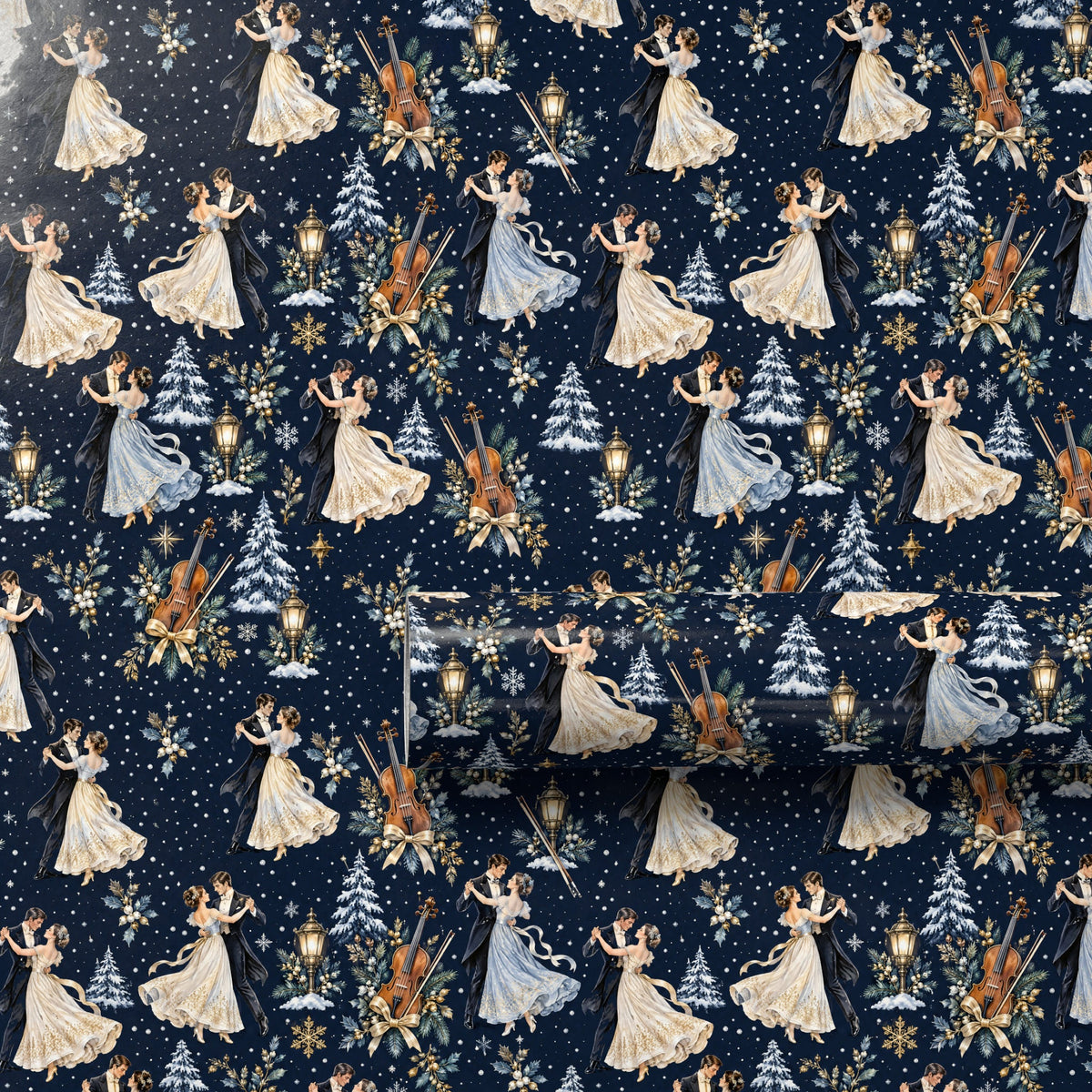 Winter Waltz Strings Wrapping Paper