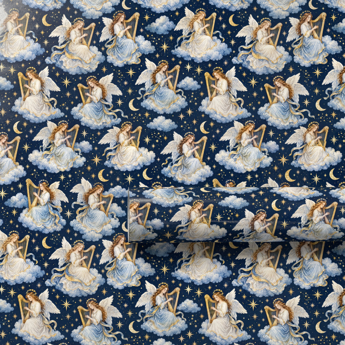 Angel Harp Starlight Wrapping Paper