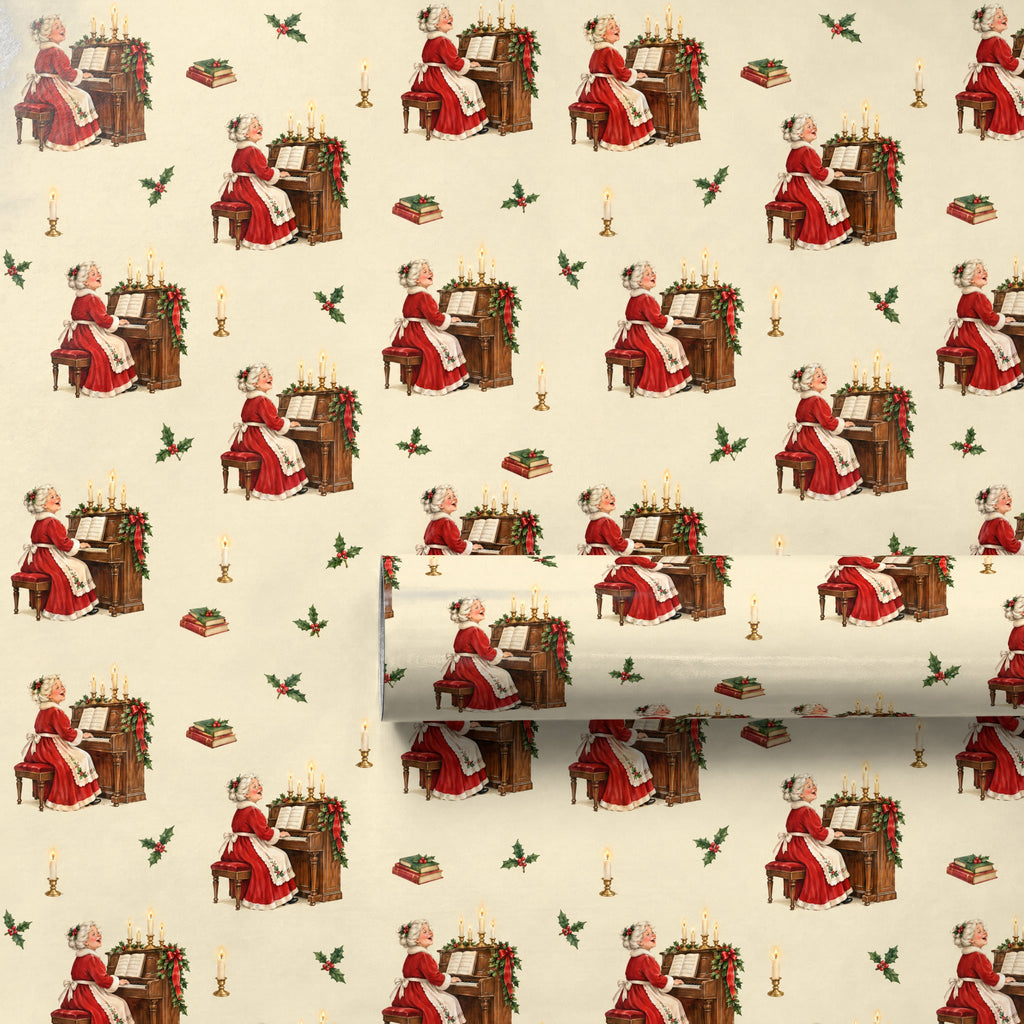 Mrs. Claus at the Piano Wrapping Paper