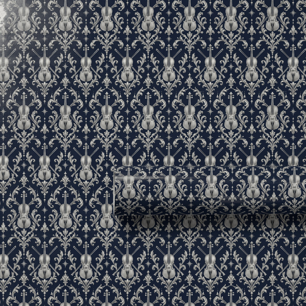 Midnight Violin Filigree Wrapping Paper