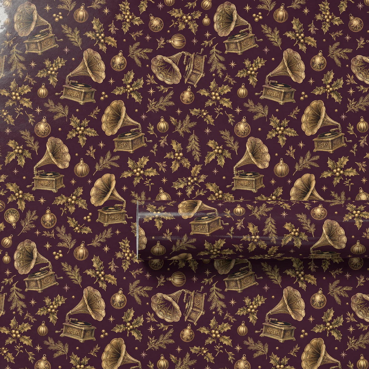 Golden Gramophone Victorian Wrapping Paper