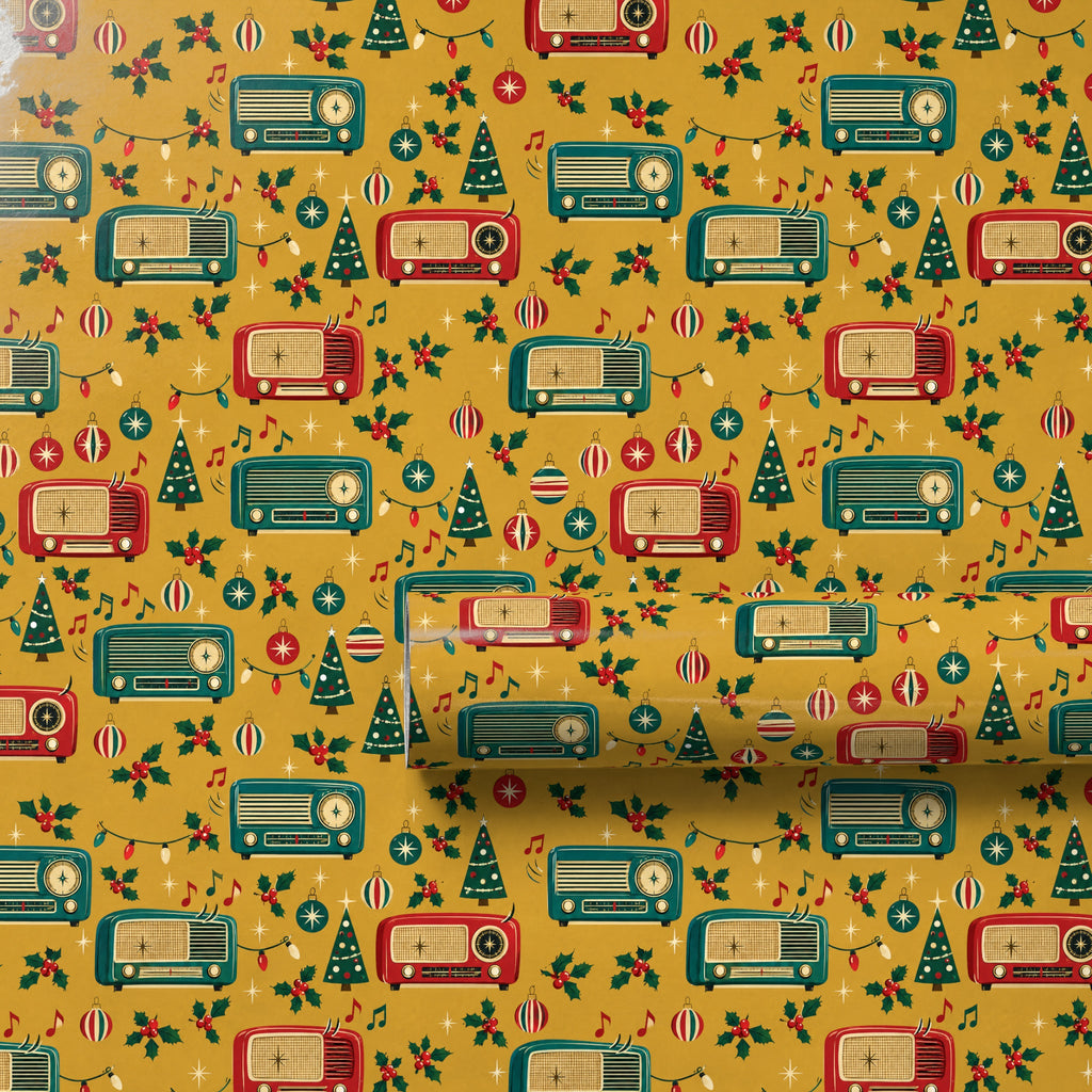 Retro Christmas Radio Wrapping Paper
