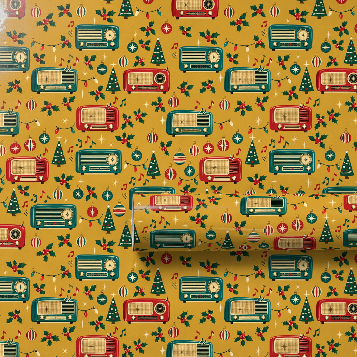 Retro Christmas Radio Wrapping Paper