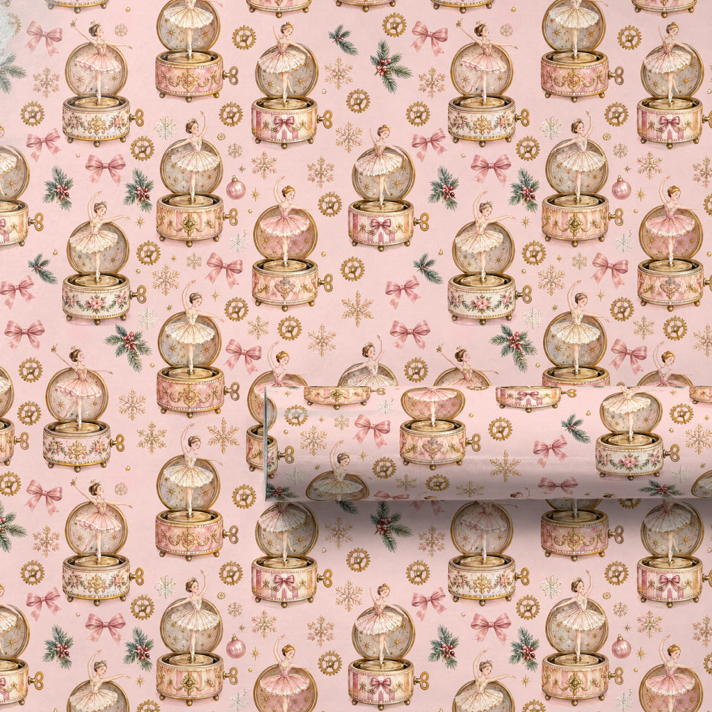 Music Box Ballerina Snow Wrapping Paper