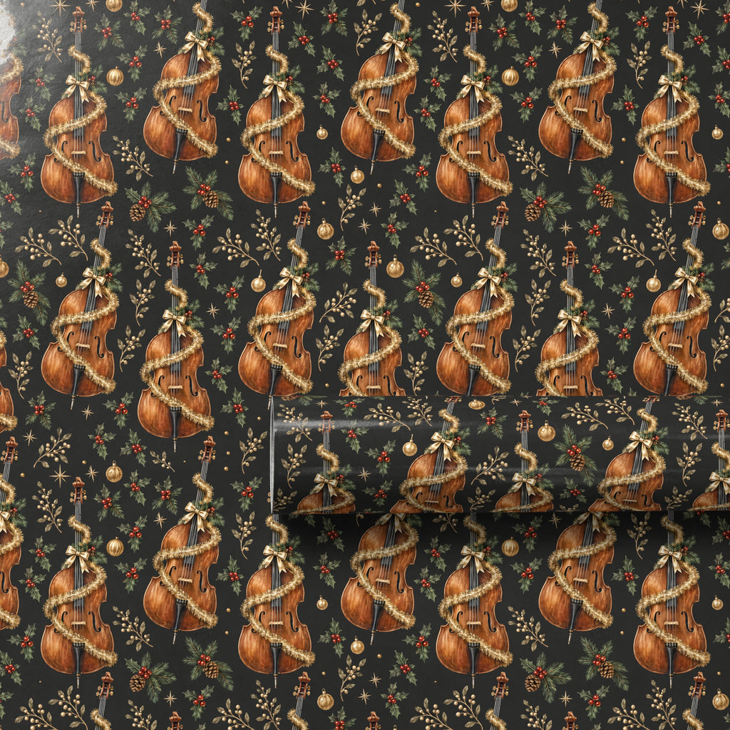 Upright Bass and Tinsel Wrapping Paper