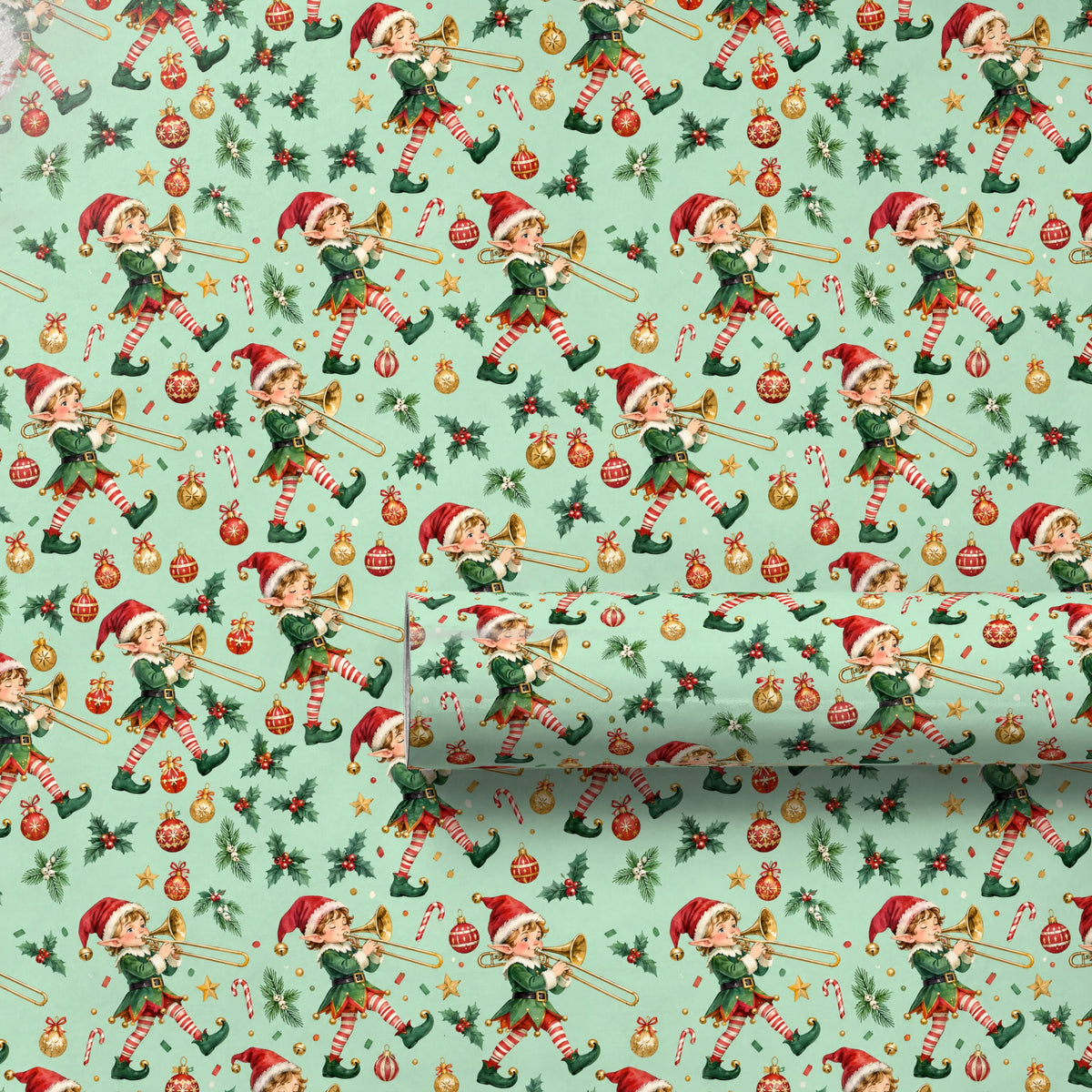 Elf Trombone Parade Wrapping Paper