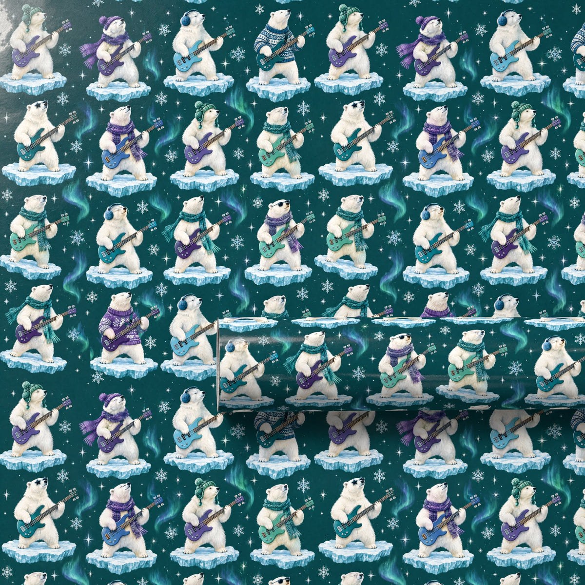 Polar Bear Bass Groove Wrapping Paper
