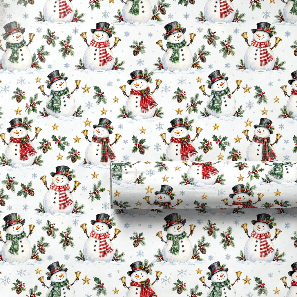 Snowman Bell Choir Wrapping Paper