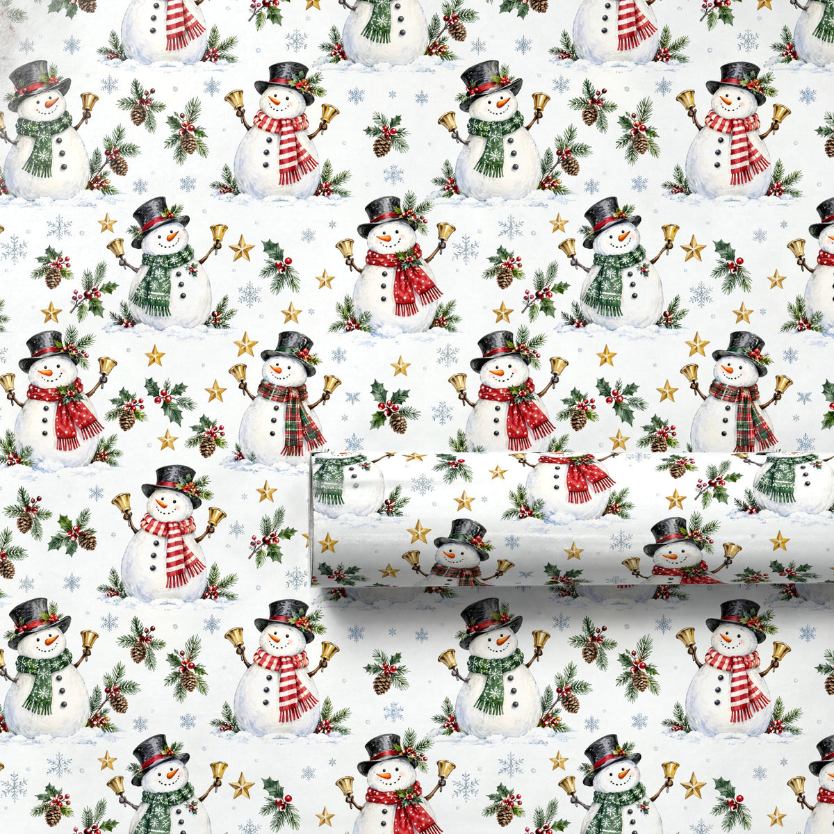 Snowman Bell Choir Wrapping Paper