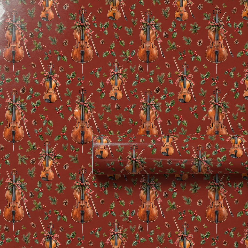 Fireside Fiddle Plaid Wrapping Paper